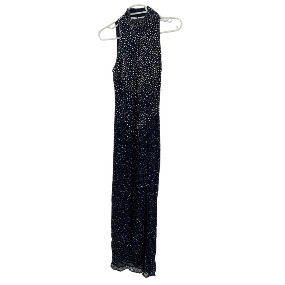VINTAGE Sean Collection Navy and Silver Prom Dress